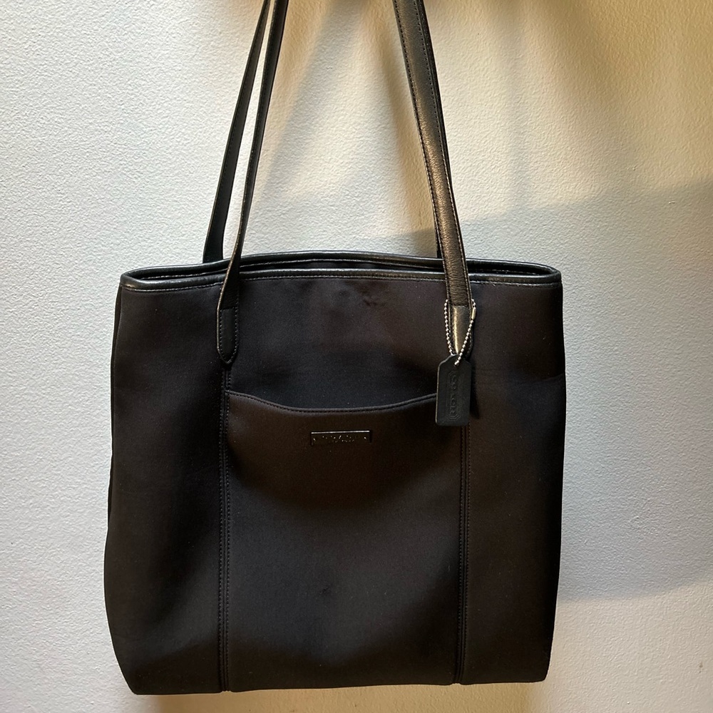 Coach Black Neoprene Tote with leather handles